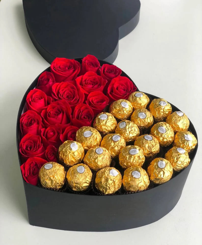 Ferrero Rocher & Red Roses Heart Box - Valentine's Delivery Mombasa Road Valentine's gifts Mombasa Road, Valentine's day gifts Mombasa Road, Romantic gifts South C, Valentine's roses Mombasa Road, Chocolate & roses Mombasa Road